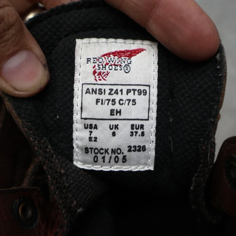 Red Wing Mens 7 E2 Work Boots Brown Leather Rugged 6-Inch SuperSole Logger Wide‎